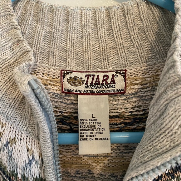 Tiara International Vintage Fair Isle Zip Up Sweater - Picture 5 of 10